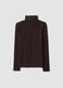 T-shirt marrone in modal e lana elasticizzata con colletto rialzato regular fit_2