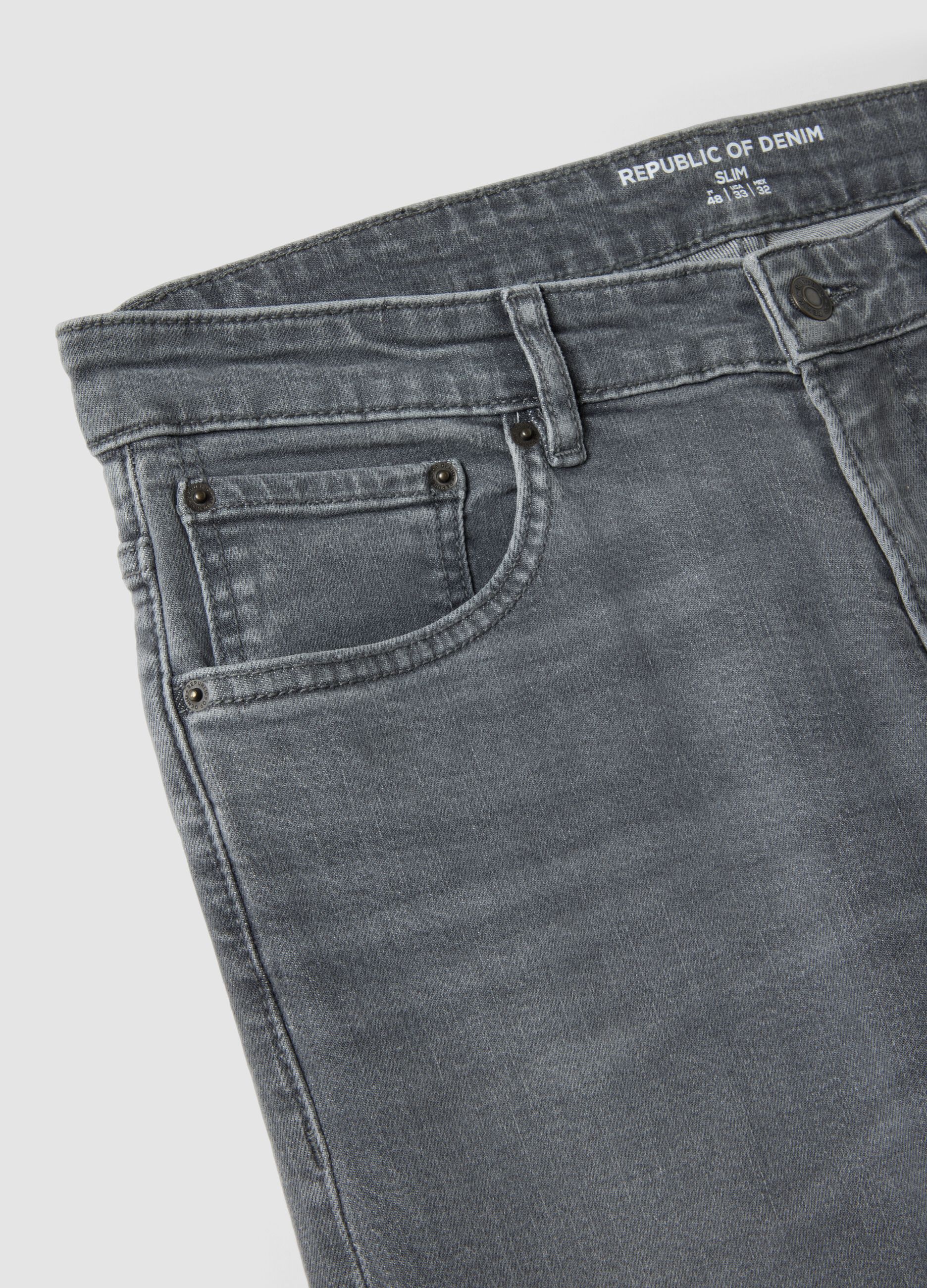 Jeans denim grigi in cotone elasticizzato slim fit