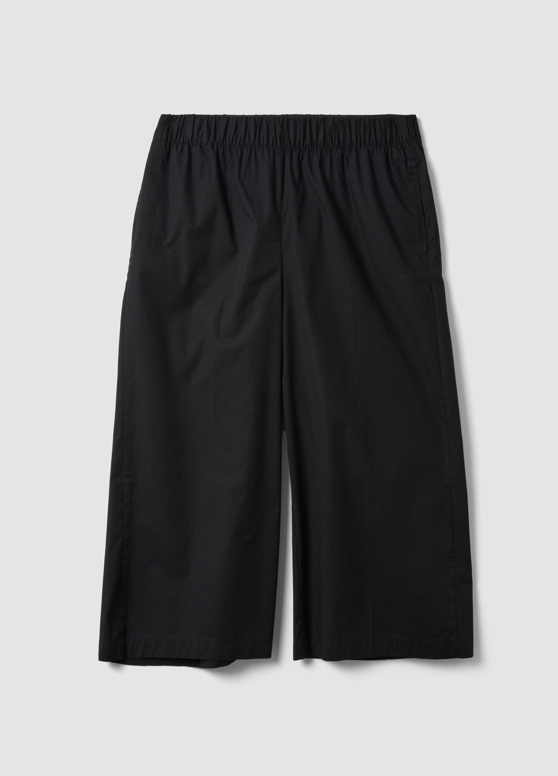 Schwarze Wide-Leg-Hose aus Stretch-Baumwolle