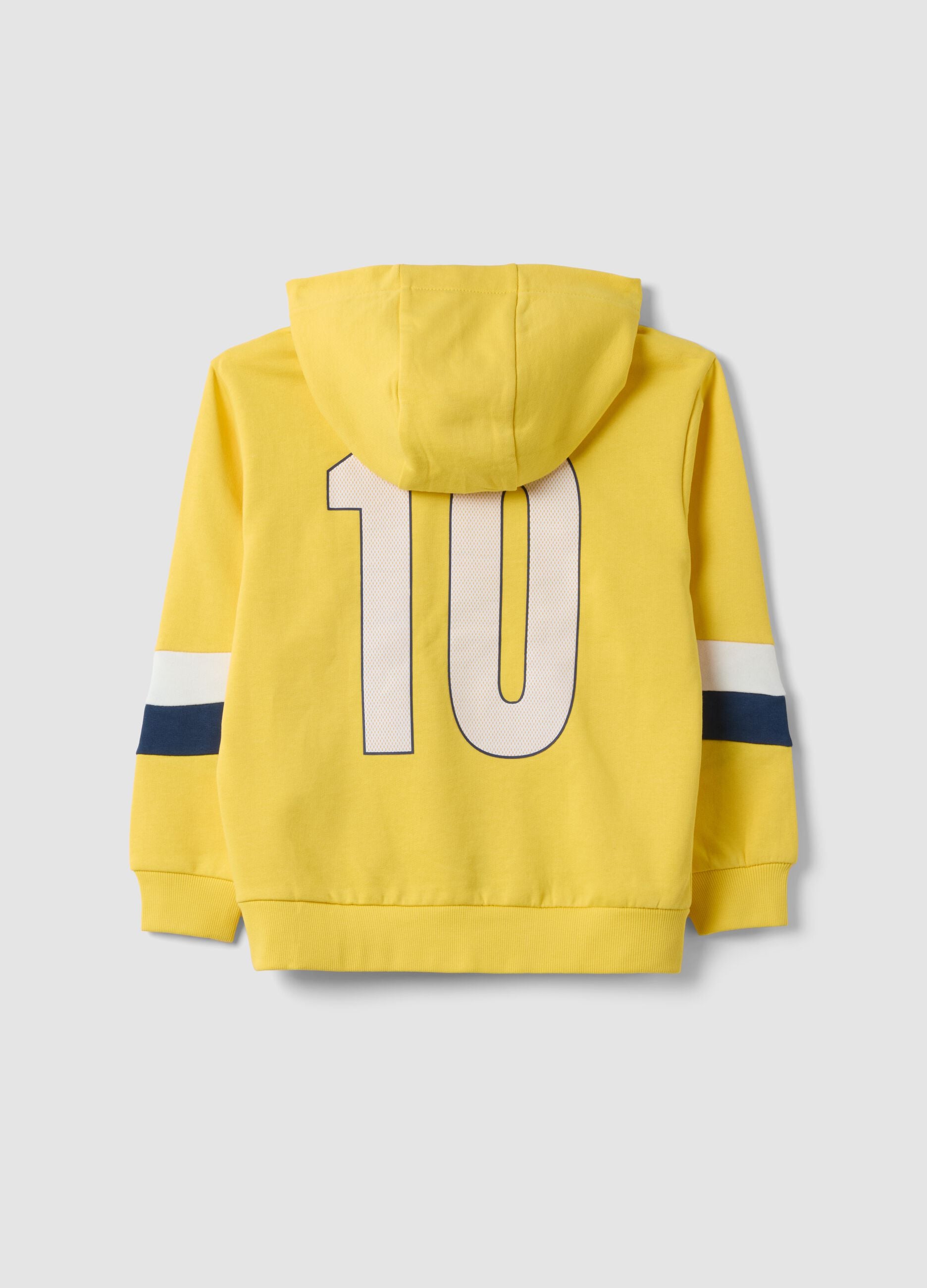 Gelber Regular-Fit Hoodie aus reiner Baumwolle mit Logo f&uuml;r Jungen