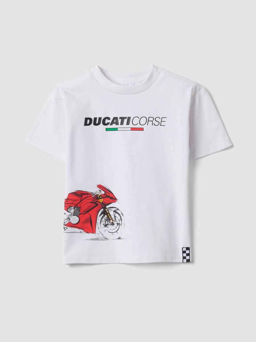 White short-sleeve stretch cotton T-shirt_0