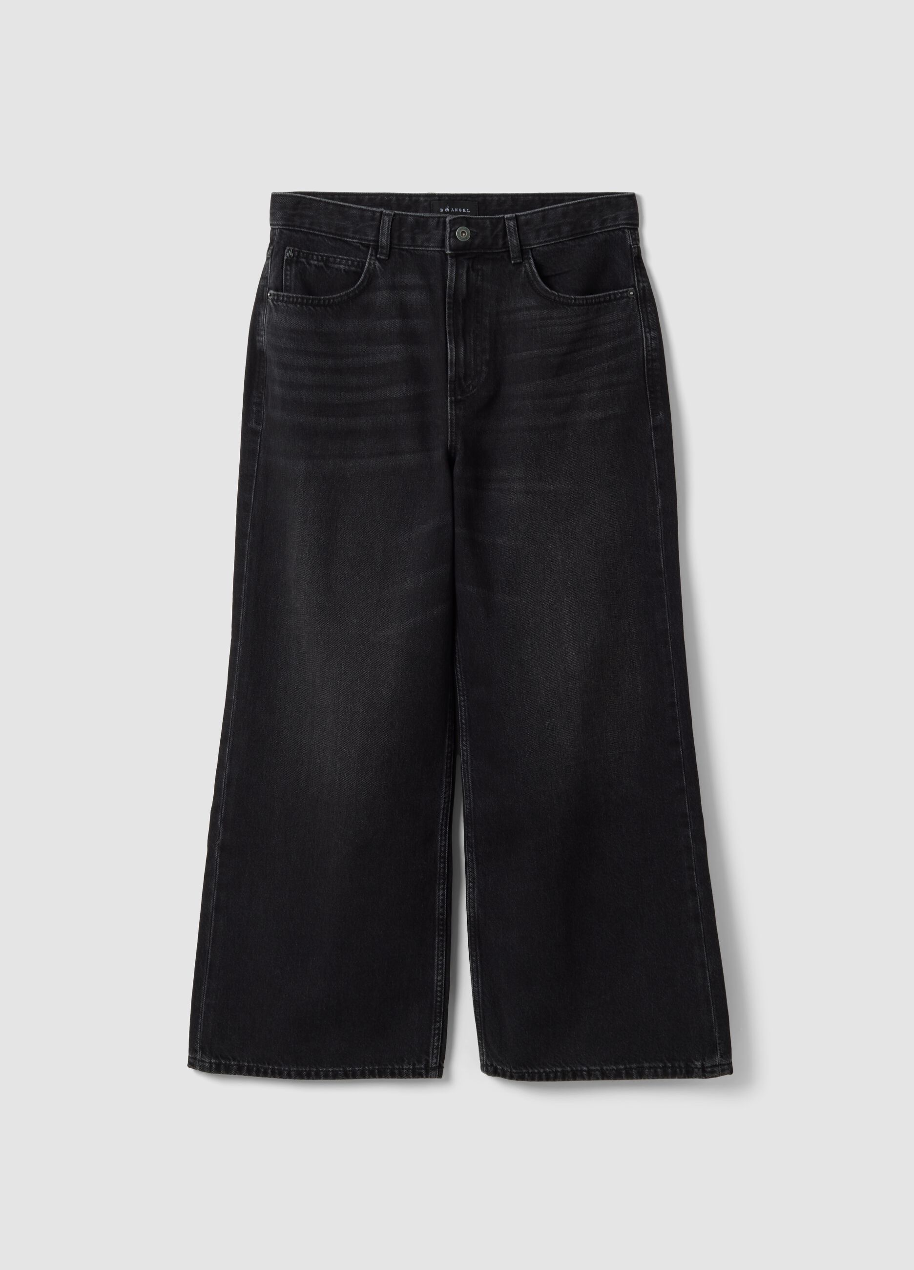 Schwarze Denim-Jeans mit Wide Leg aus reiner Baumwolle