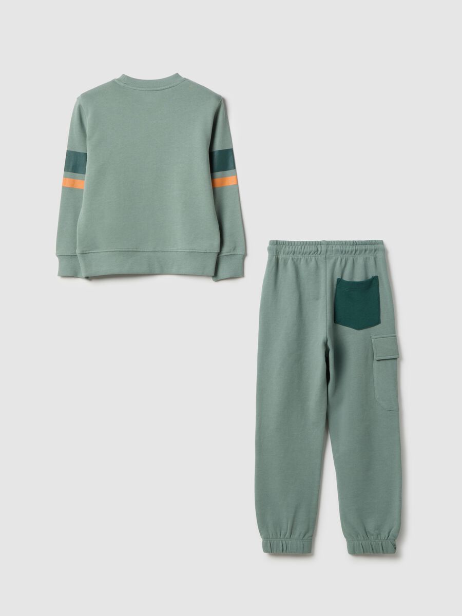 Children's green pure cotton sweatshirt and trousers set regular fit_1