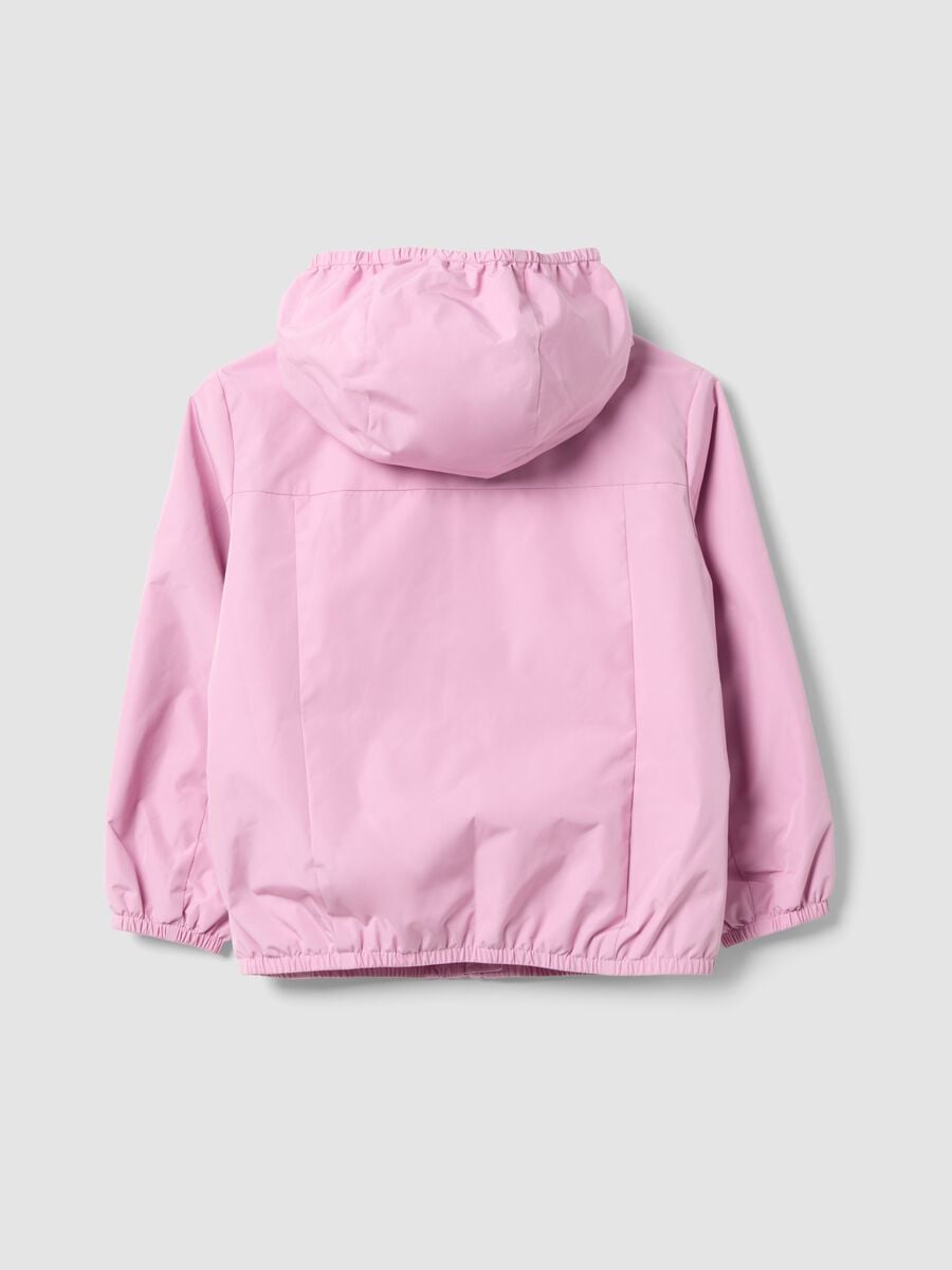 Pink hooded rain jacket with zip for girls, regular fit_1
