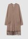 Long Beige Cardigan with Fringe Hem_4