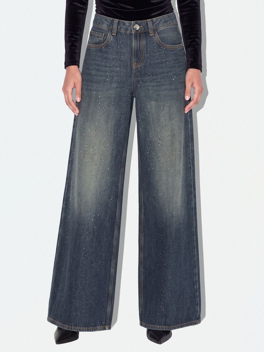 Jeans denim blu super wide leg in puro cotone_2