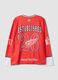 T-shirt rouge et blanc style hockey avec imprim&eacute; Detroit Red Wings_2