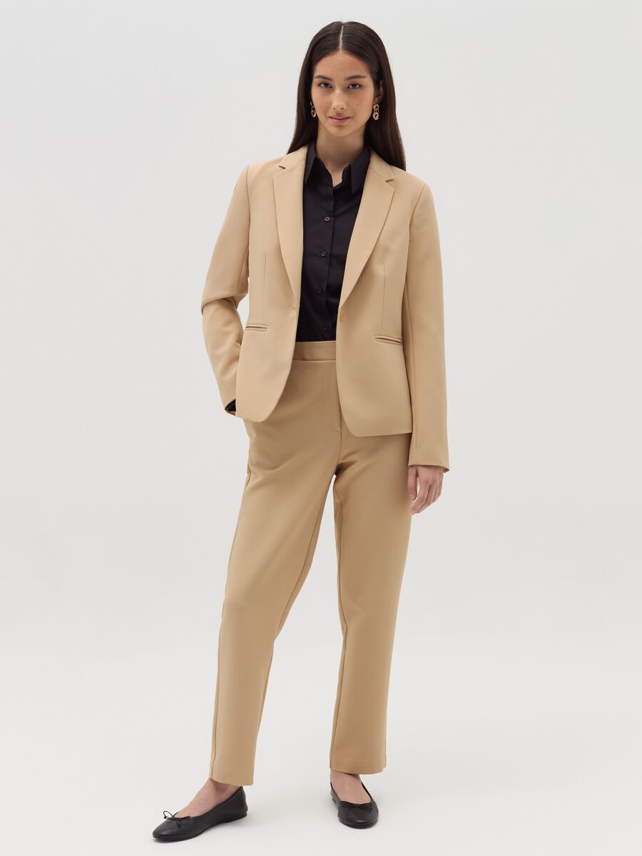 Solid colour single-breasted blazer_1