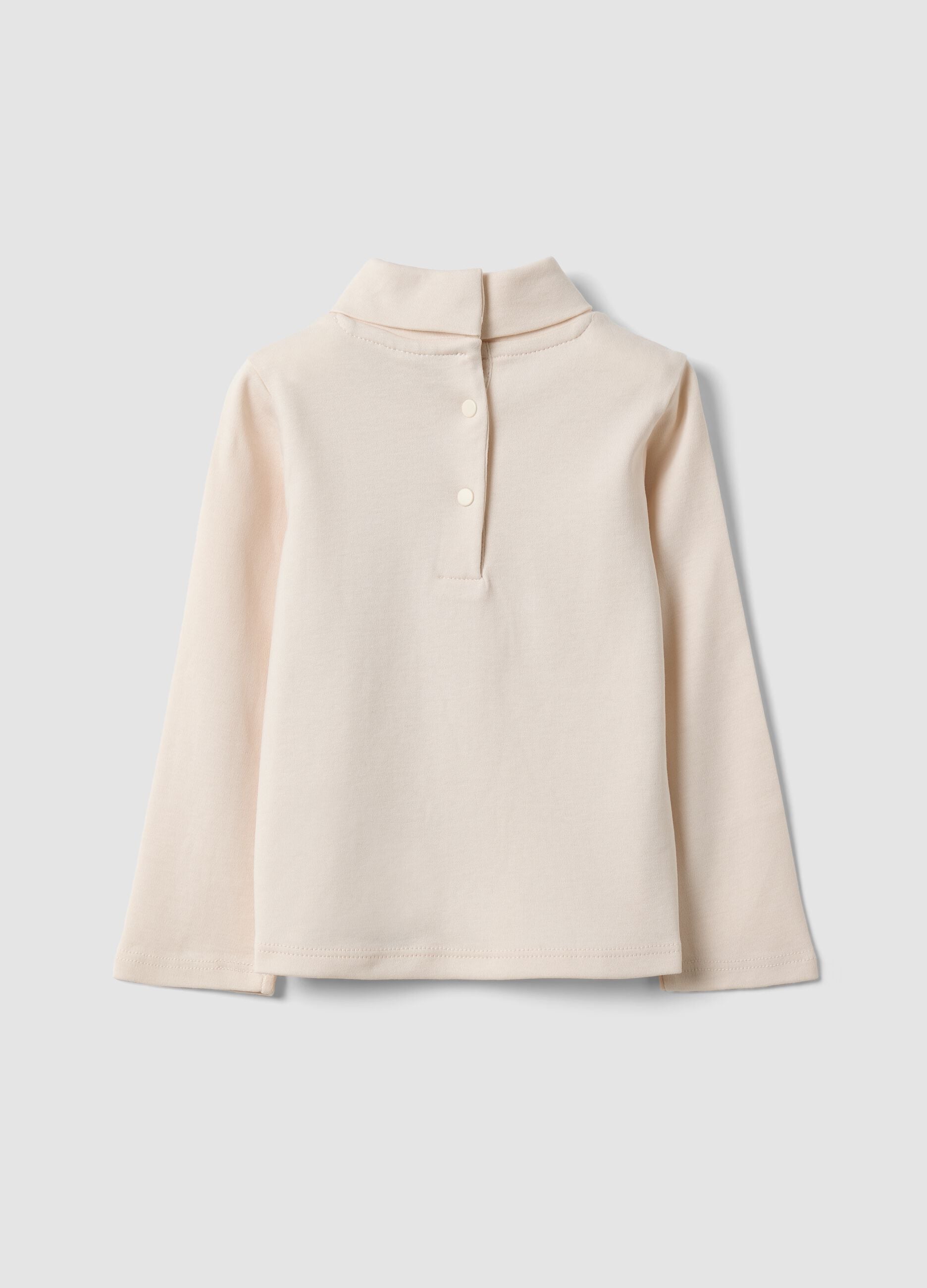Beiges Shirt aus reiner Bio-Baumwolle mit Rundhalsausschnitt