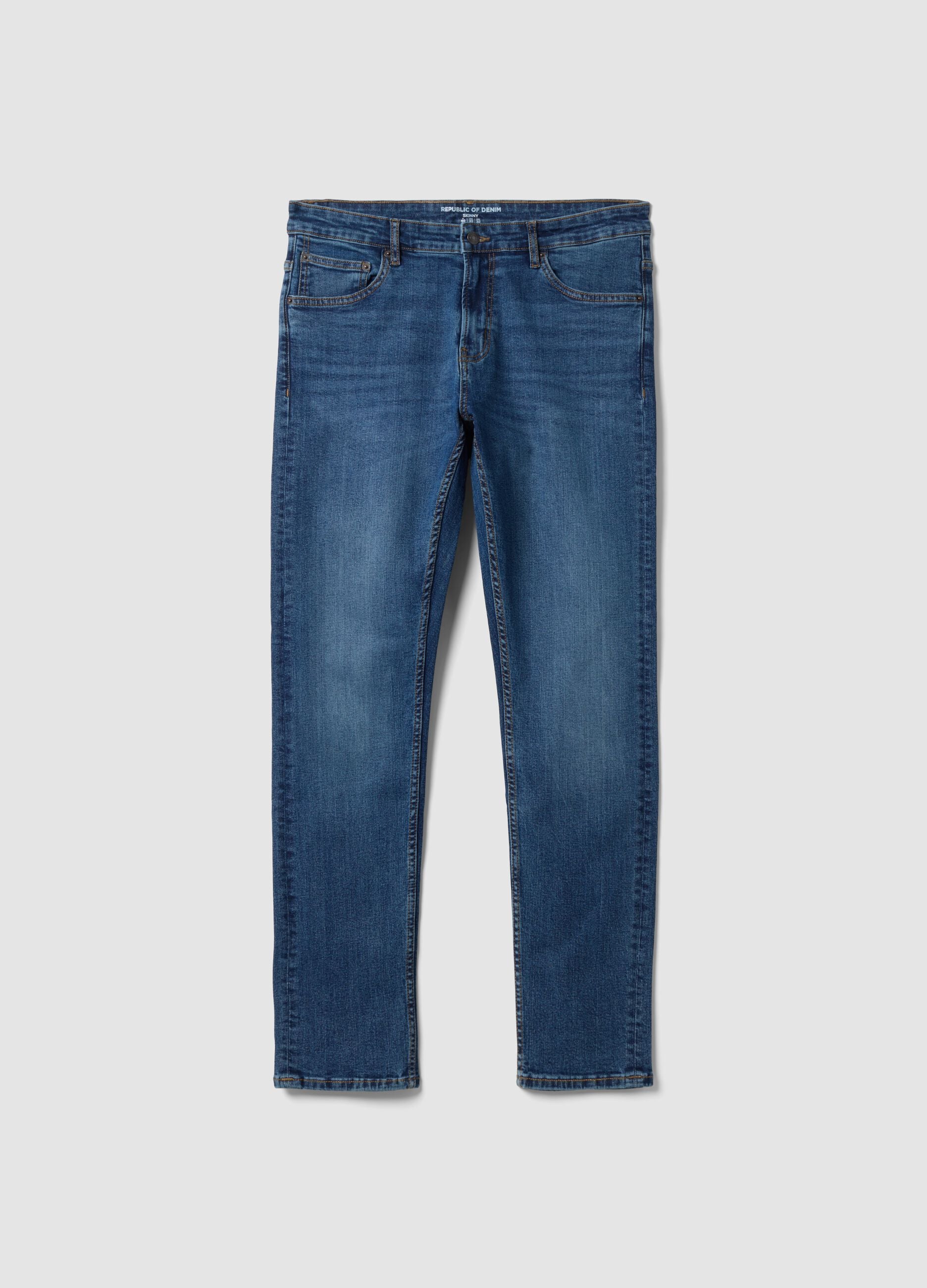 Blue skinny stretch-cotton jeans