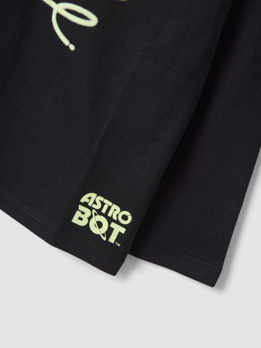 T-shirt preta em algod&atilde;o puro com estampado Astro Bot, corte relaxed_2