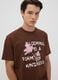 Braunes Jersey-T-Shirt aus reiner Baumwolle mit Schriftzug, Regular Fit_0