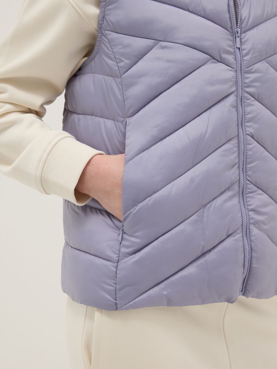 Regular fit padded purple gilet with zip_3