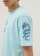 T-shirt azul de algod&atilde;o puro regular fit com estampas japonesas_3