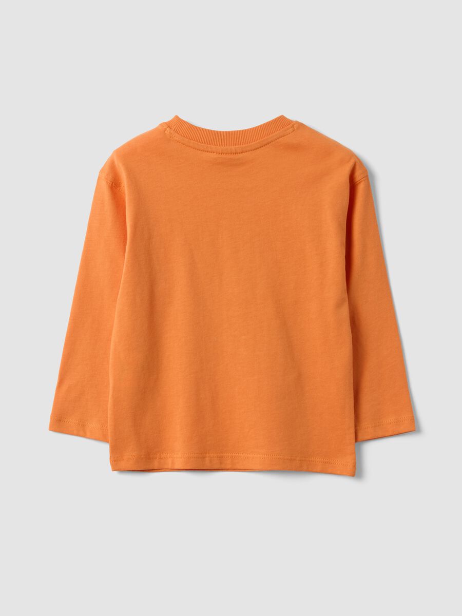 Orange oversized organic cotton jersey T-shirt with print for boys_1