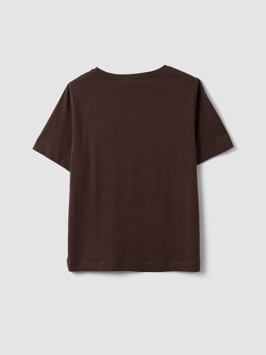 Braunes T-Shirt aus reiner Baumwolle mit Blumenprint, Regular Fit_1