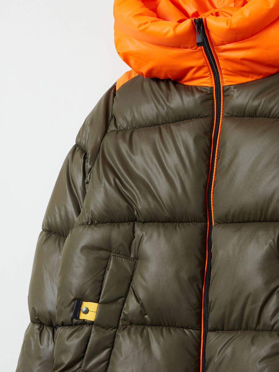 Colour-block quilted down jacket_2