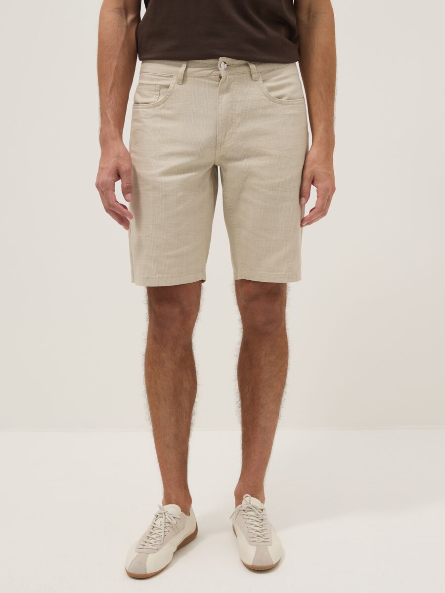 Beige pure cotton regular-fit Bermuda shorts_1