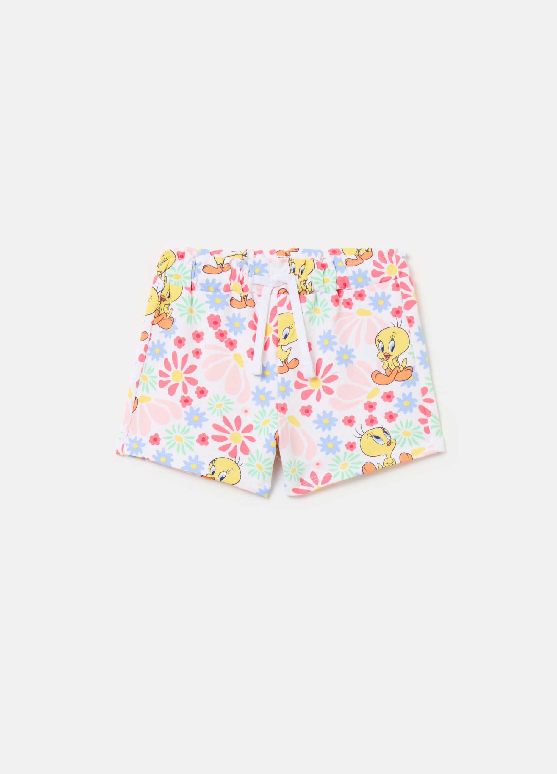French terry shorts with Tweetie Pie print
