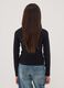 Black stretch organic cotton T-shirt with ribbed neckline_2