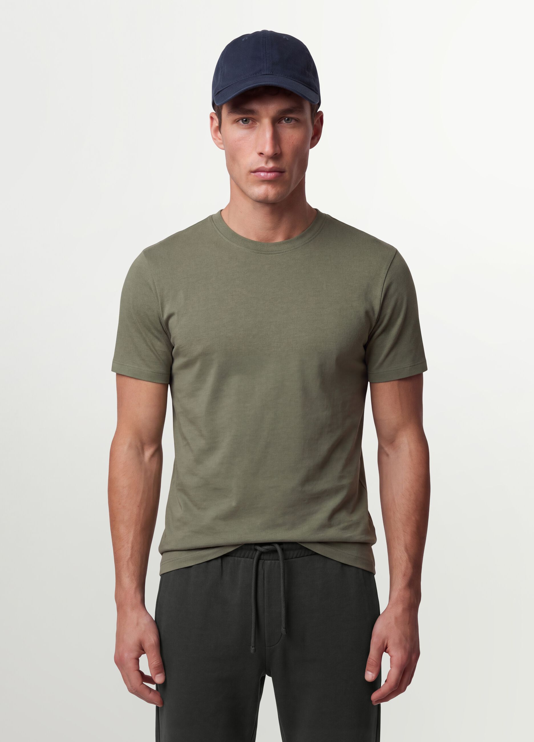 Green regular-fit T-shirt in pure organic cotton jersey