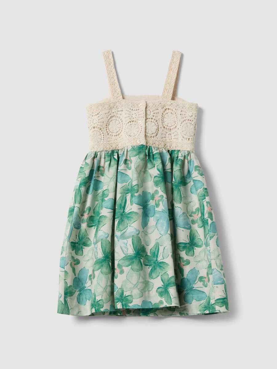 Pure cotton dress with crochet details and floral print_4