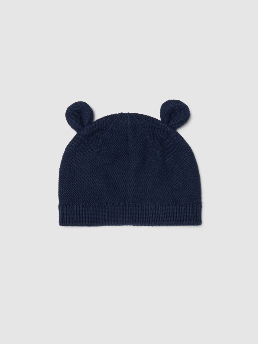 Pure Cotton Blue Baby Hat with Ears_0