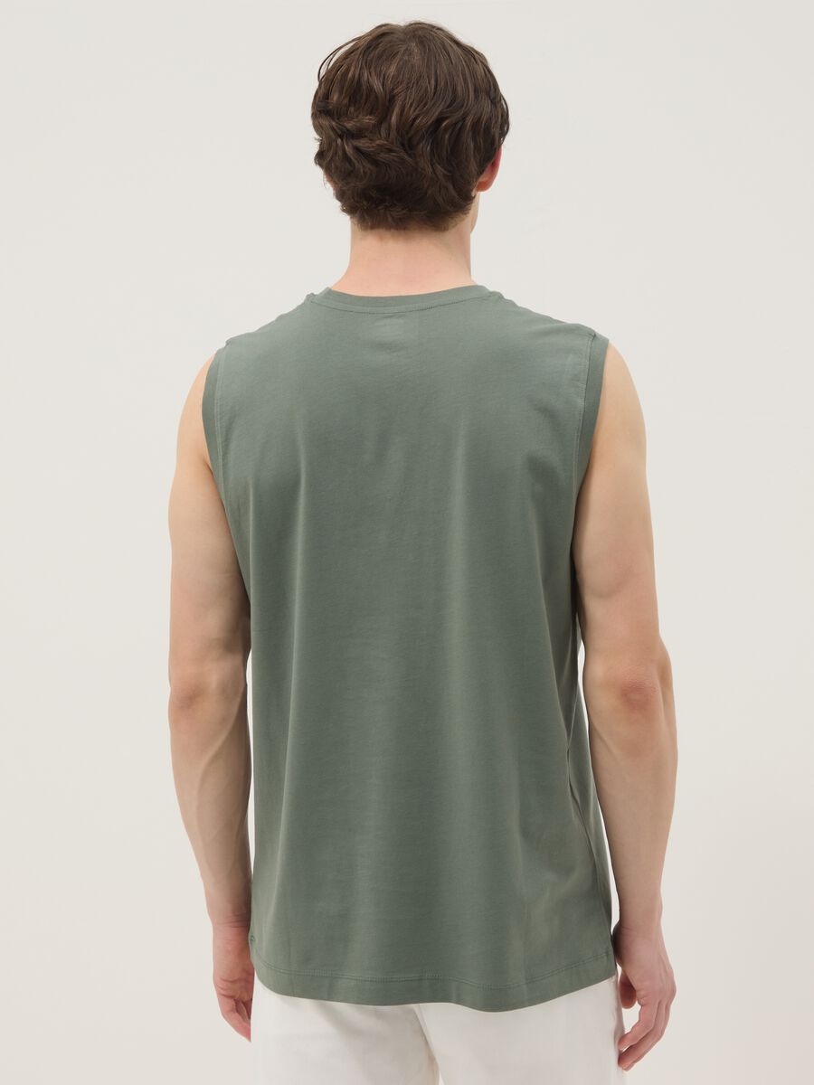 Green pure cotton tank top_3