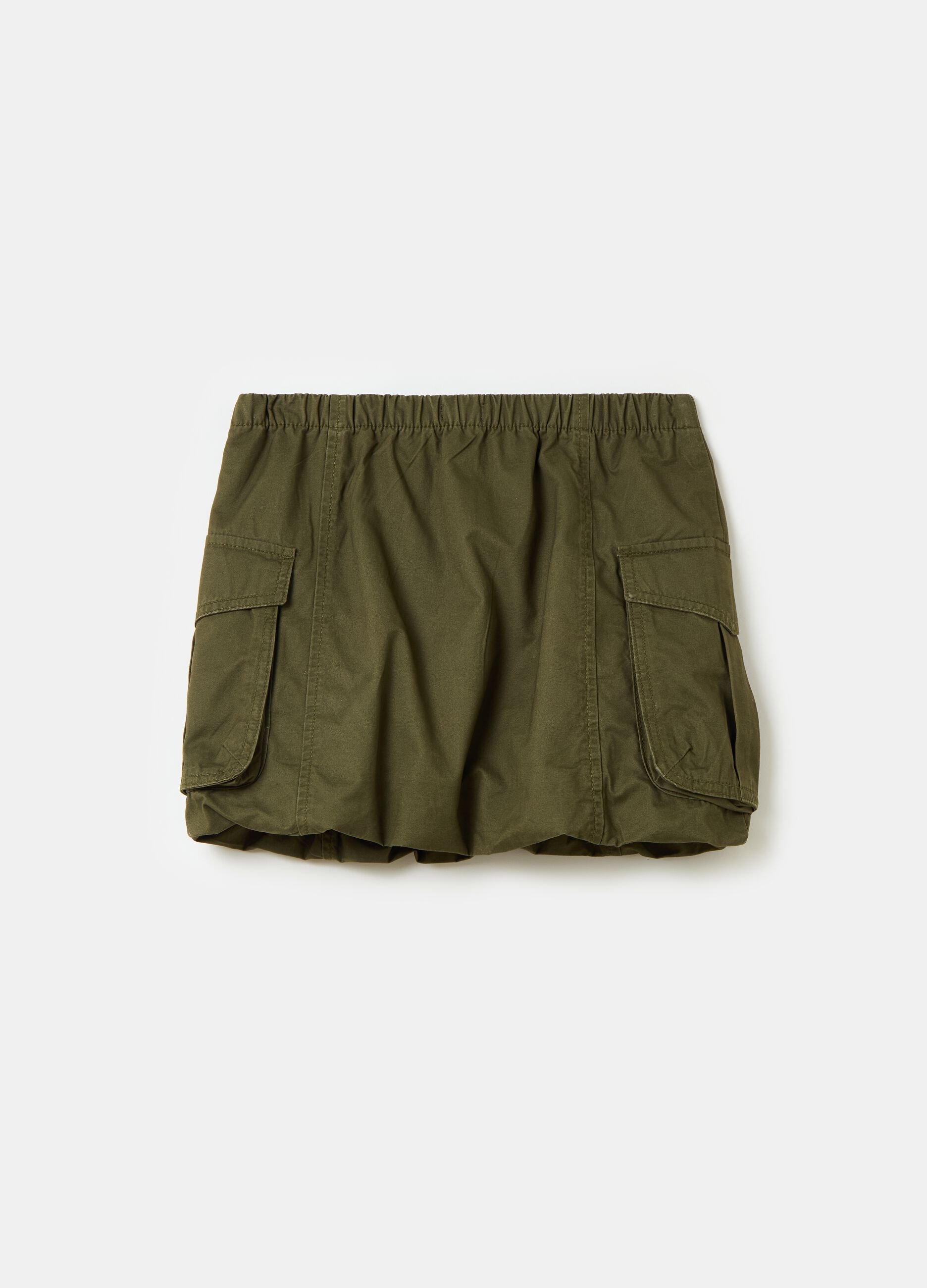 Cotton cargo skirt with drawstring