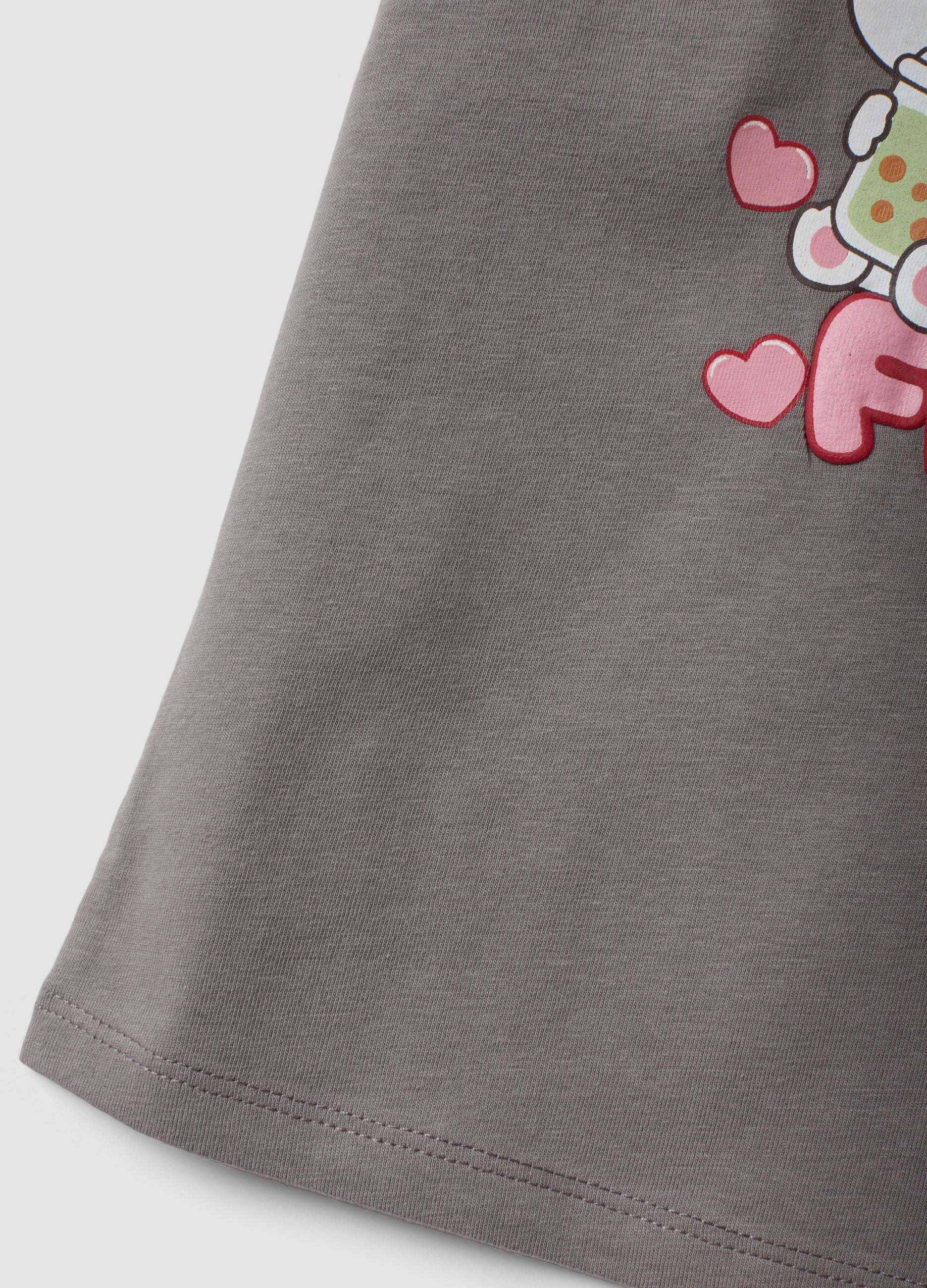 Graues T-Shirt aus Stretch-Baumwolle mit Capybara-Print f&uuml;r M&auml;dchen
