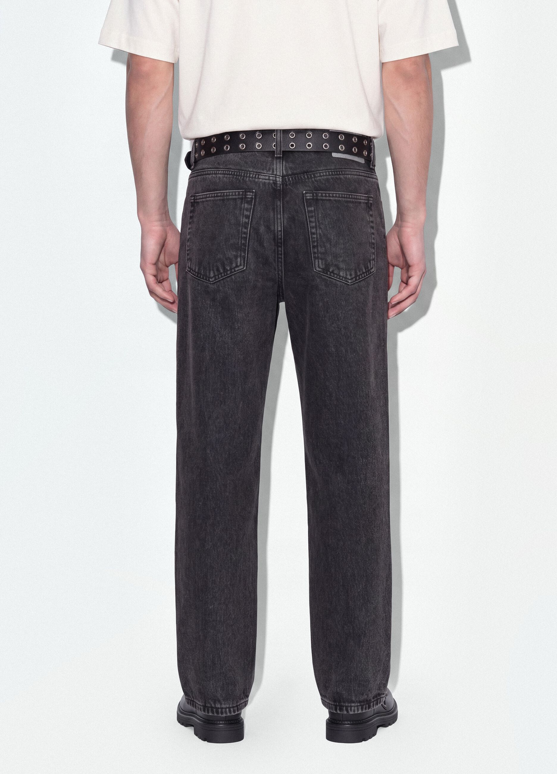 Jeans denim grigi flare fit in puro cotone