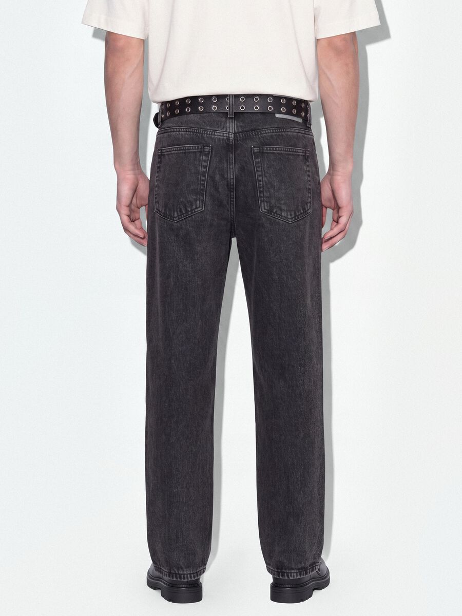 Jeans de ganga cinzentas de corte flare em puro algod&atilde;o_2