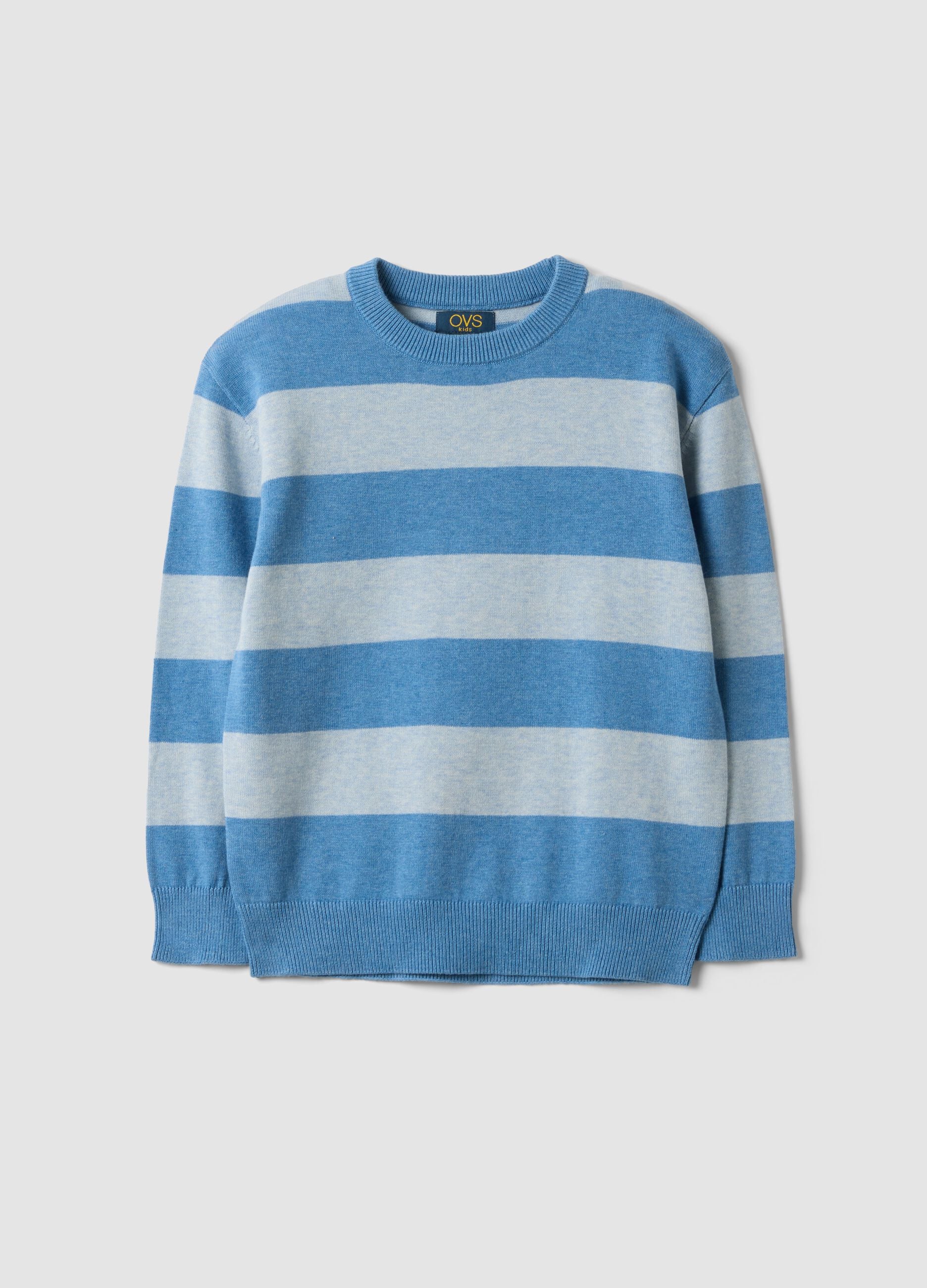 Multicolour pure cotton striped oversized fit top for boys