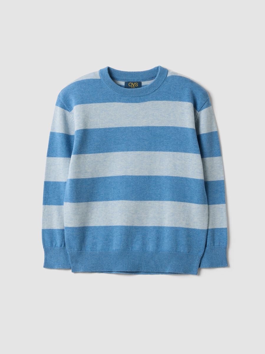 Multicolour pure cotton striped oversized fit top for boys_0