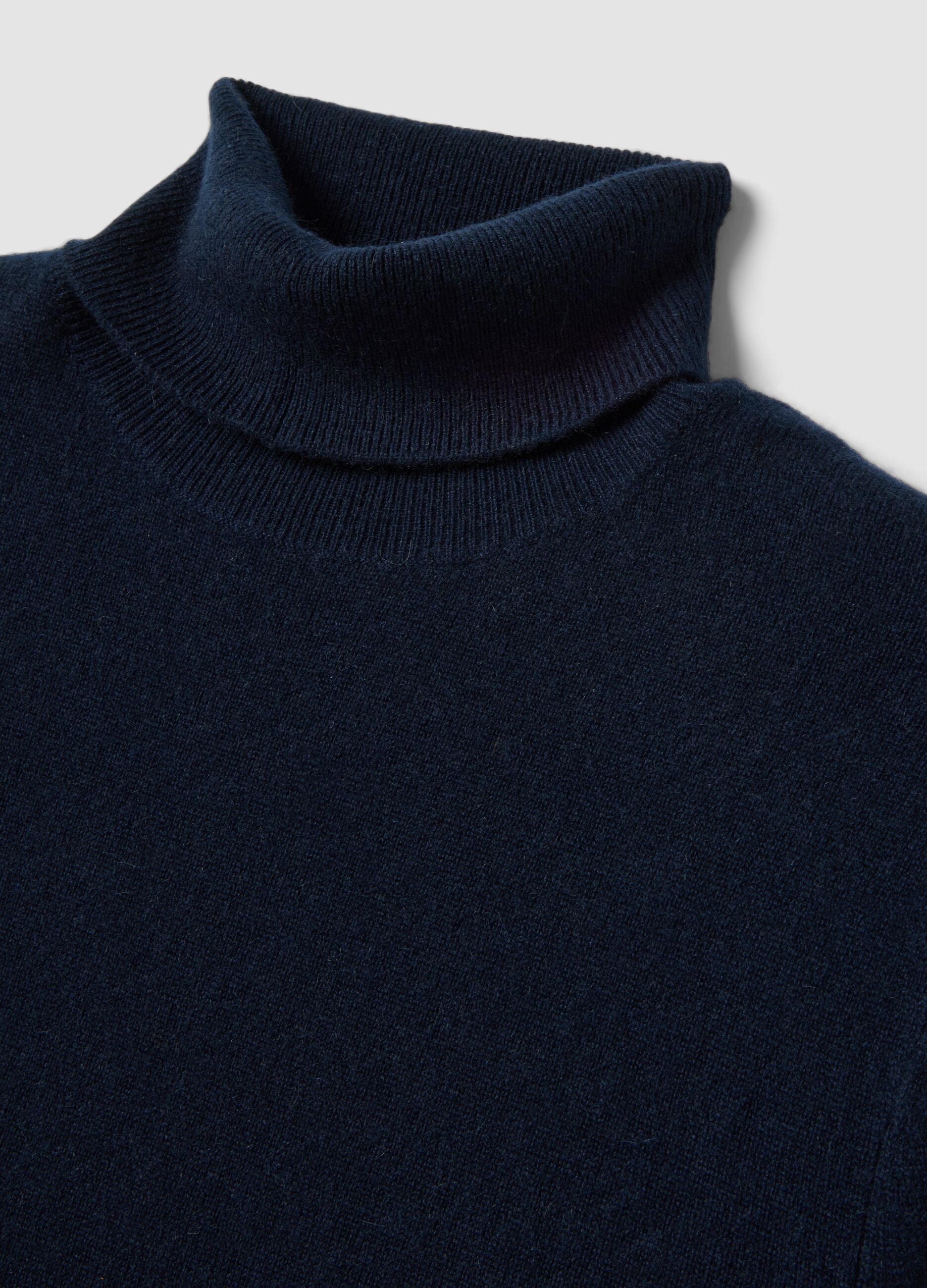 Blauer Rollkragenpullover aus reinem Kaschmir, Regular Fit