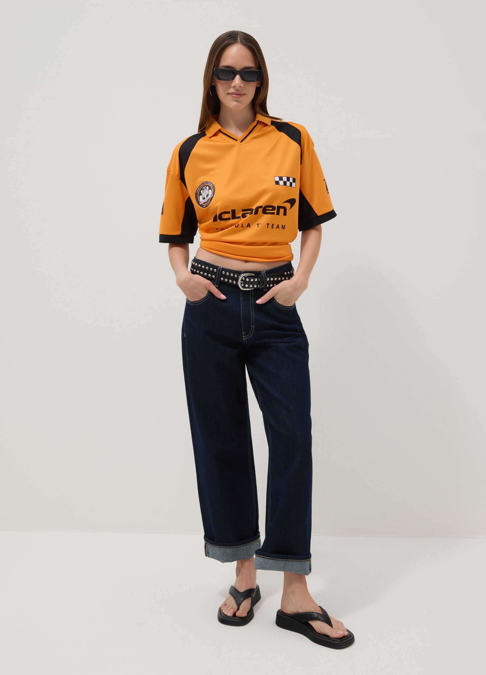 Oranges Poloshirt mit kurzen &Auml;rmeln, Regular Fit