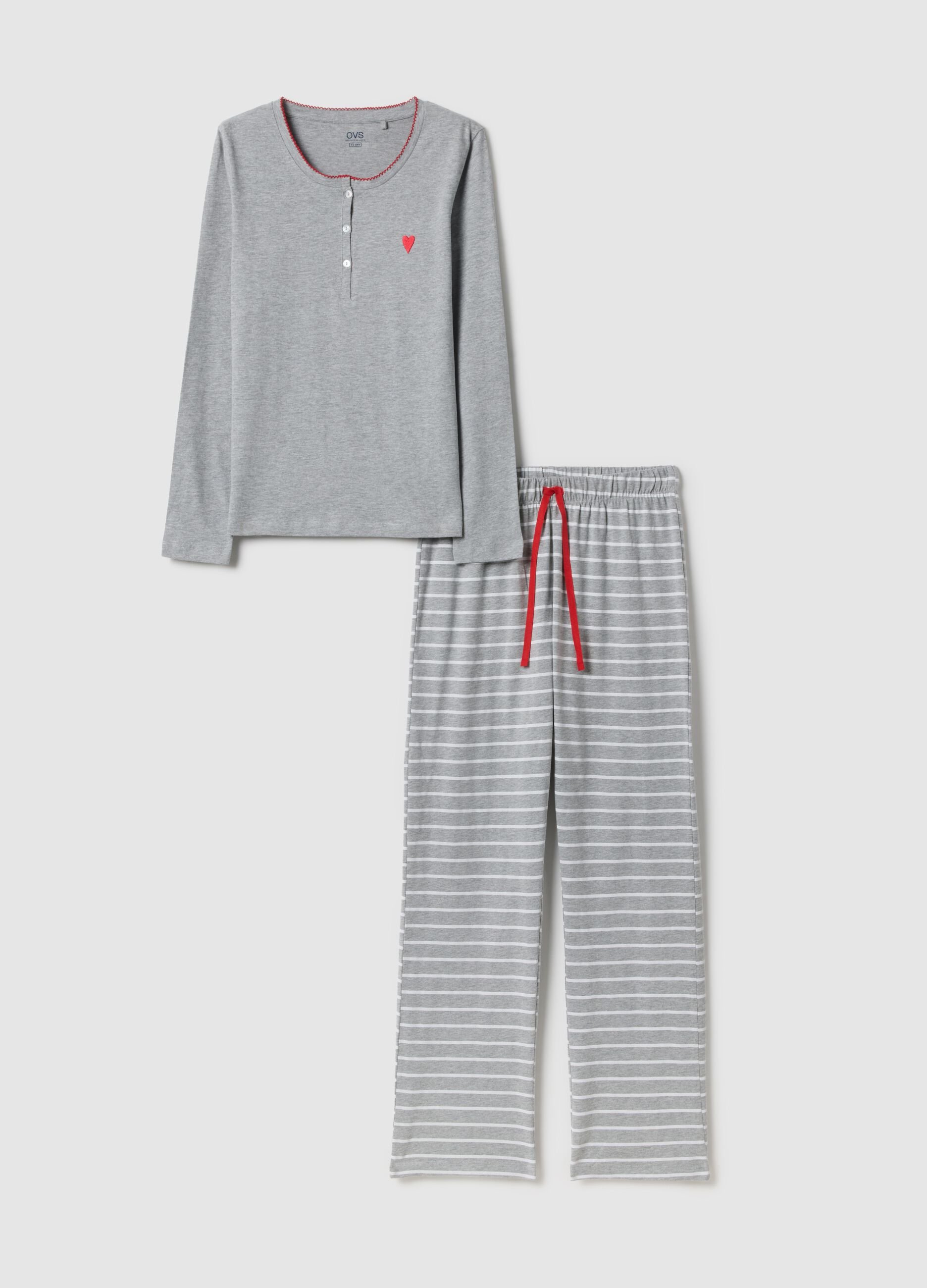 Grey cotton blend pyjamas regular fit