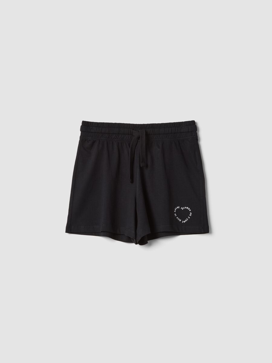 Short negro de algod&oacute;n puro para ni&ntilde;a con cintura el&aacute;stica_3