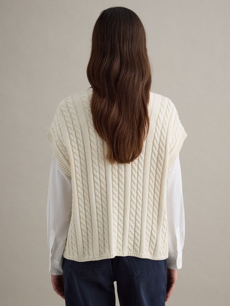 Multicolour pure cotton oversize fit deep V-neck waistcoat_3