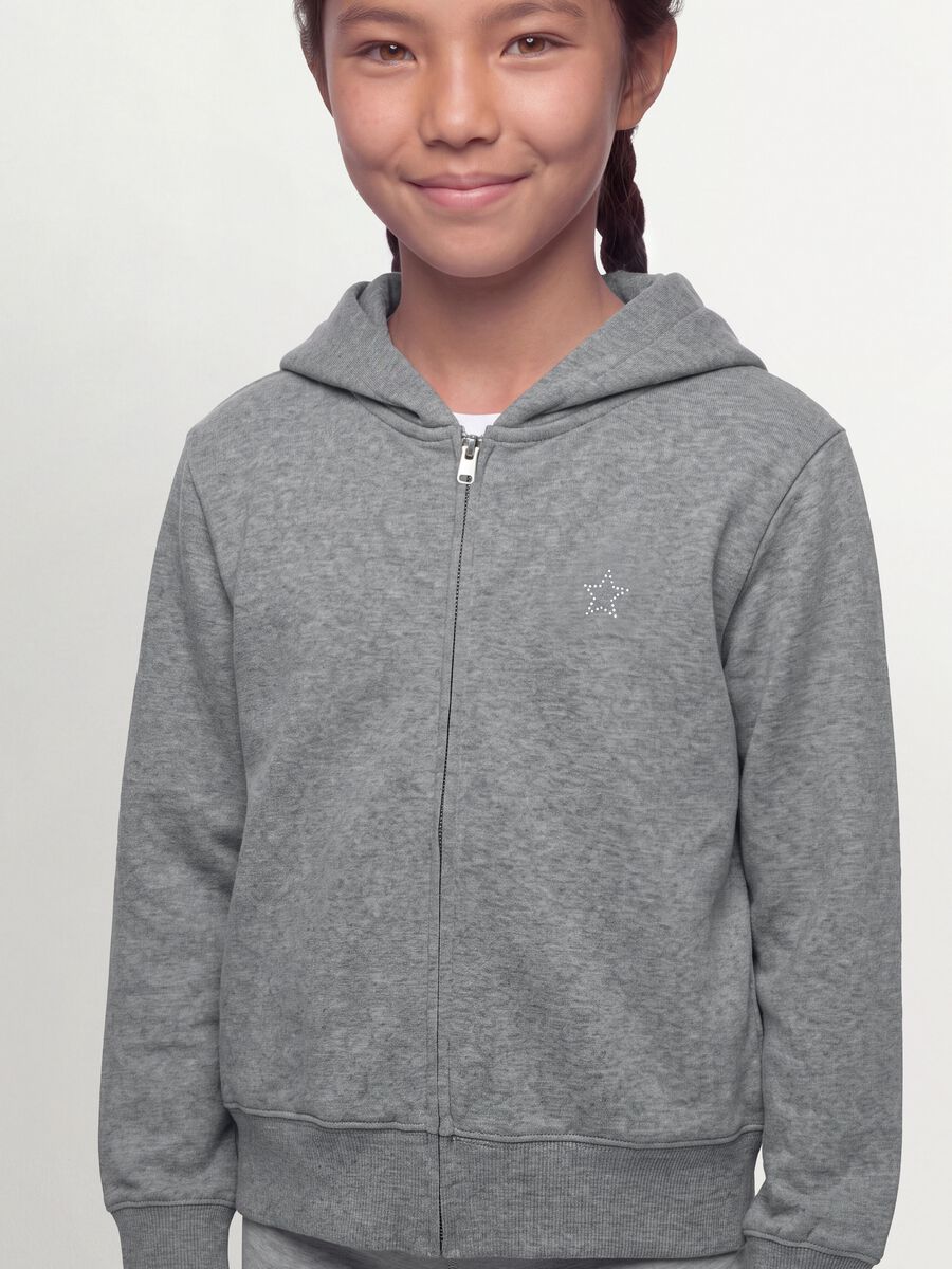 Grey organic cotton hoodie with star print, regular fit_2