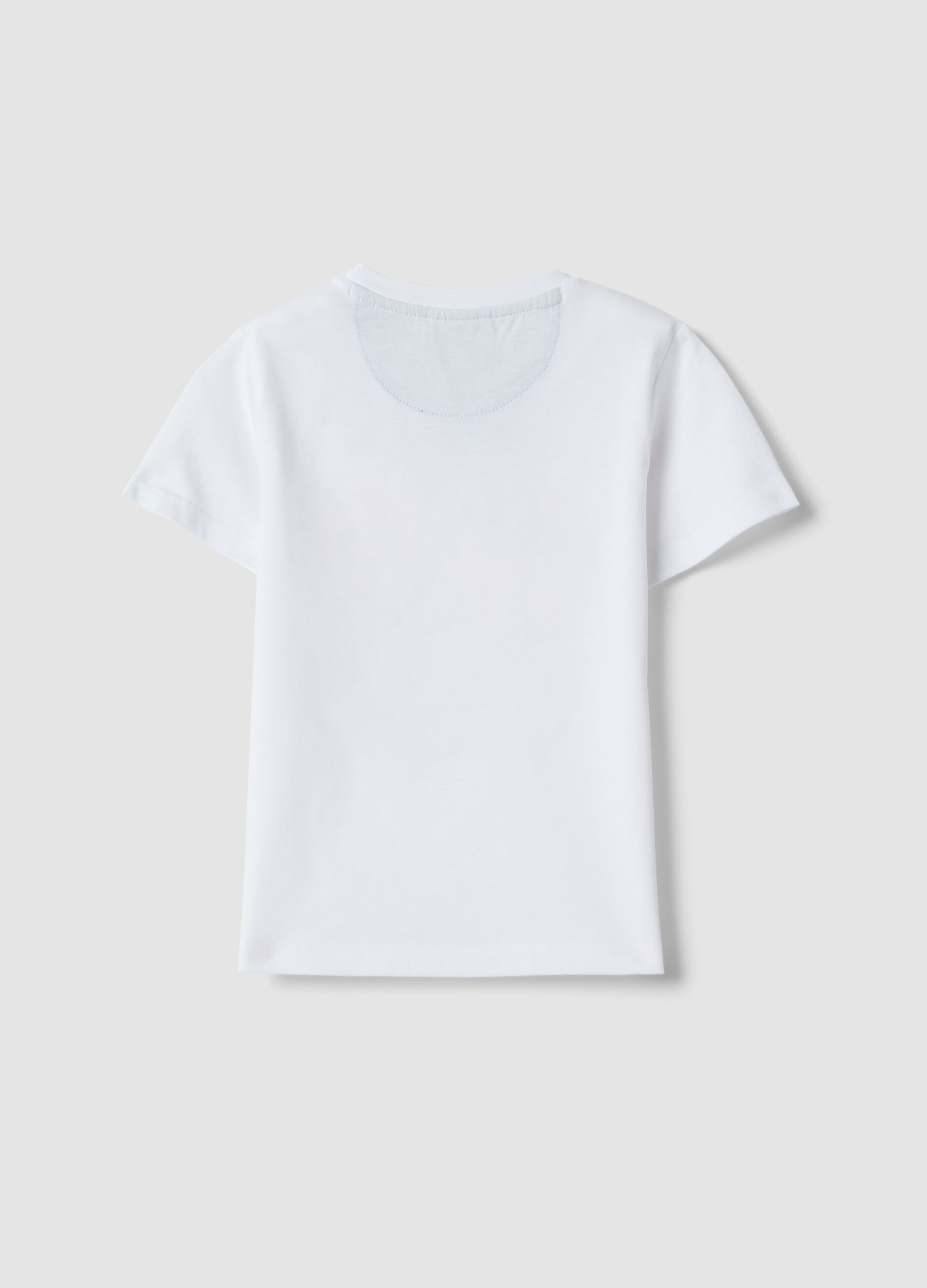 White pure cotton T-shirt for baby boy with print