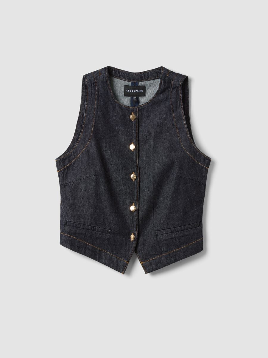 Blaue Denimweste aus reiner Baumwolle im Regular Fit_0
