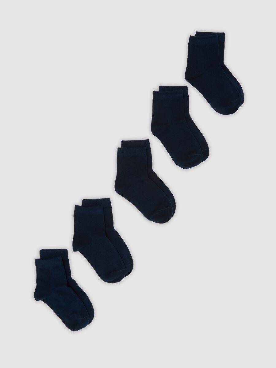 Pack of five blue short socks in organic stretch cotton_0