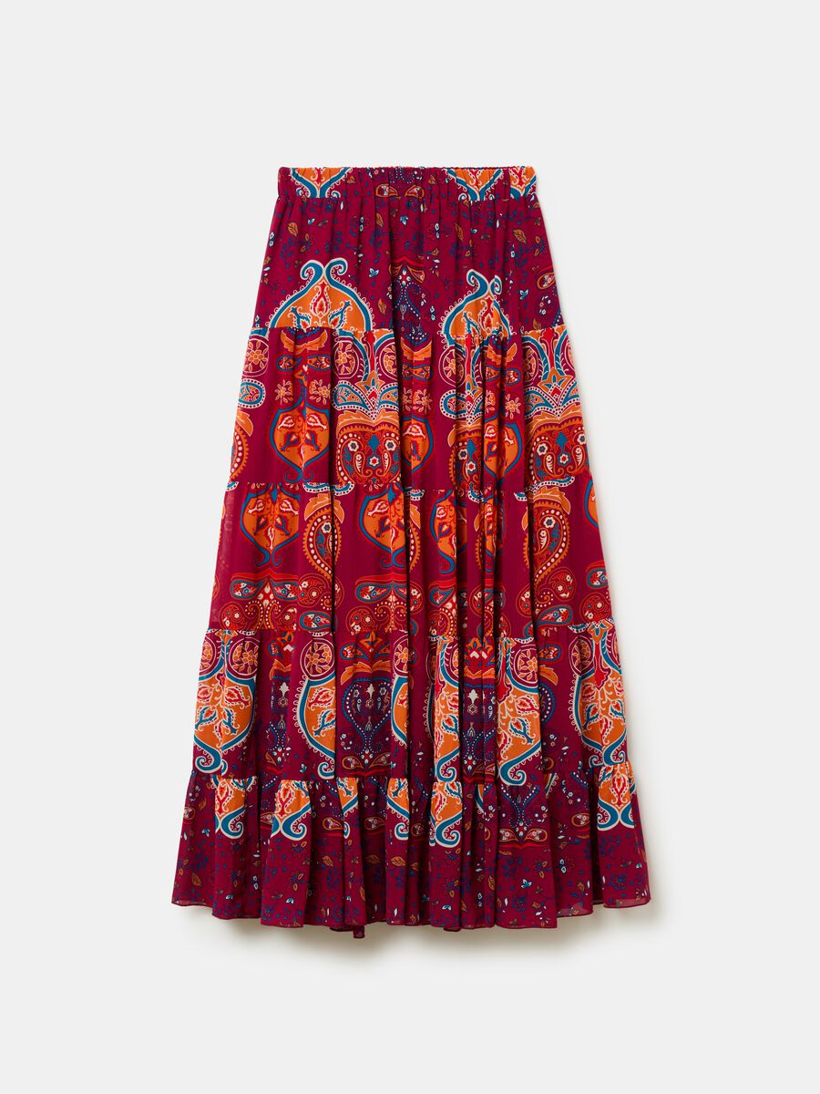 Long tiered skirt with folk print_3
