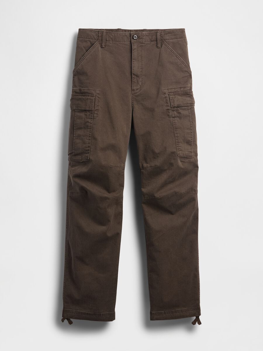 Pantalones cargo marrones de algod&oacute;n el&aacute;stico_4
