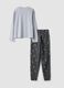 Grey pyjamas in organic cotton and viscose blend with crew neck_2