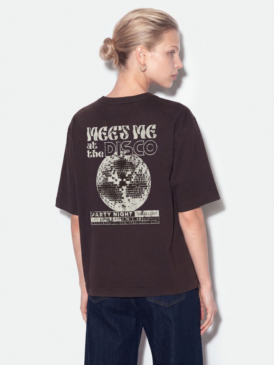 Grey pure cotton oversized T-shirt with chest slogan_2