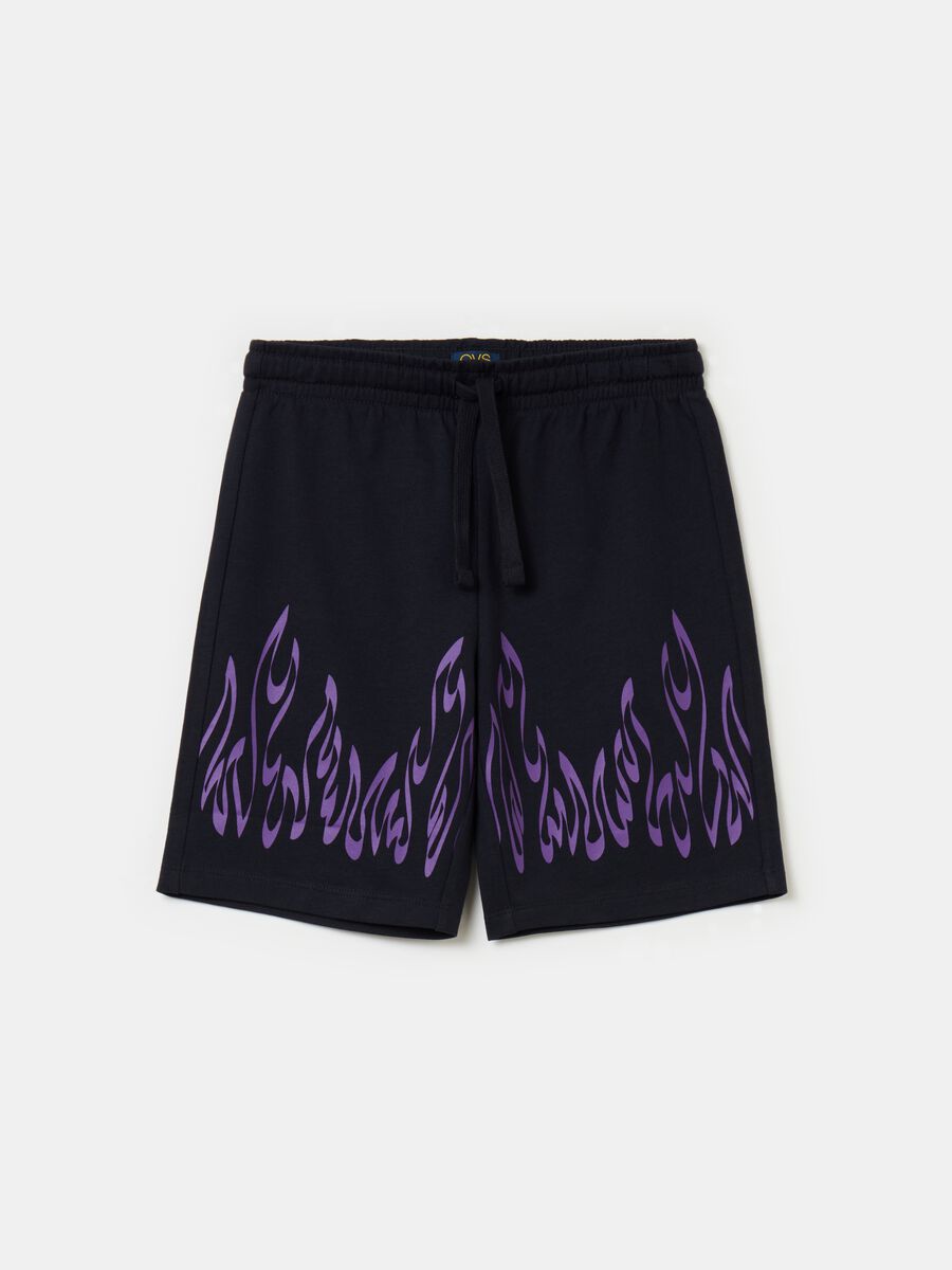 French terry Bermuda shorts with print_0