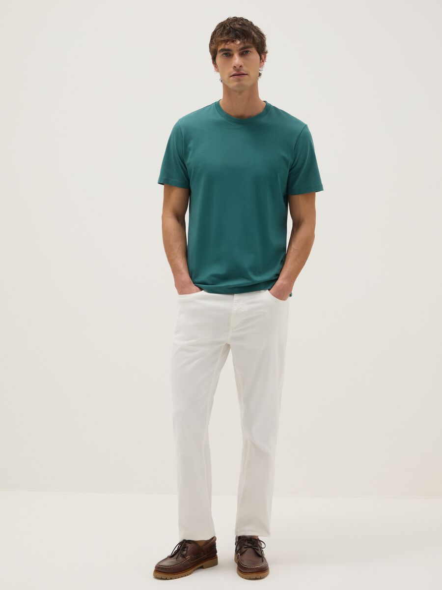 Regular fit green pure cotton T-shirt_1