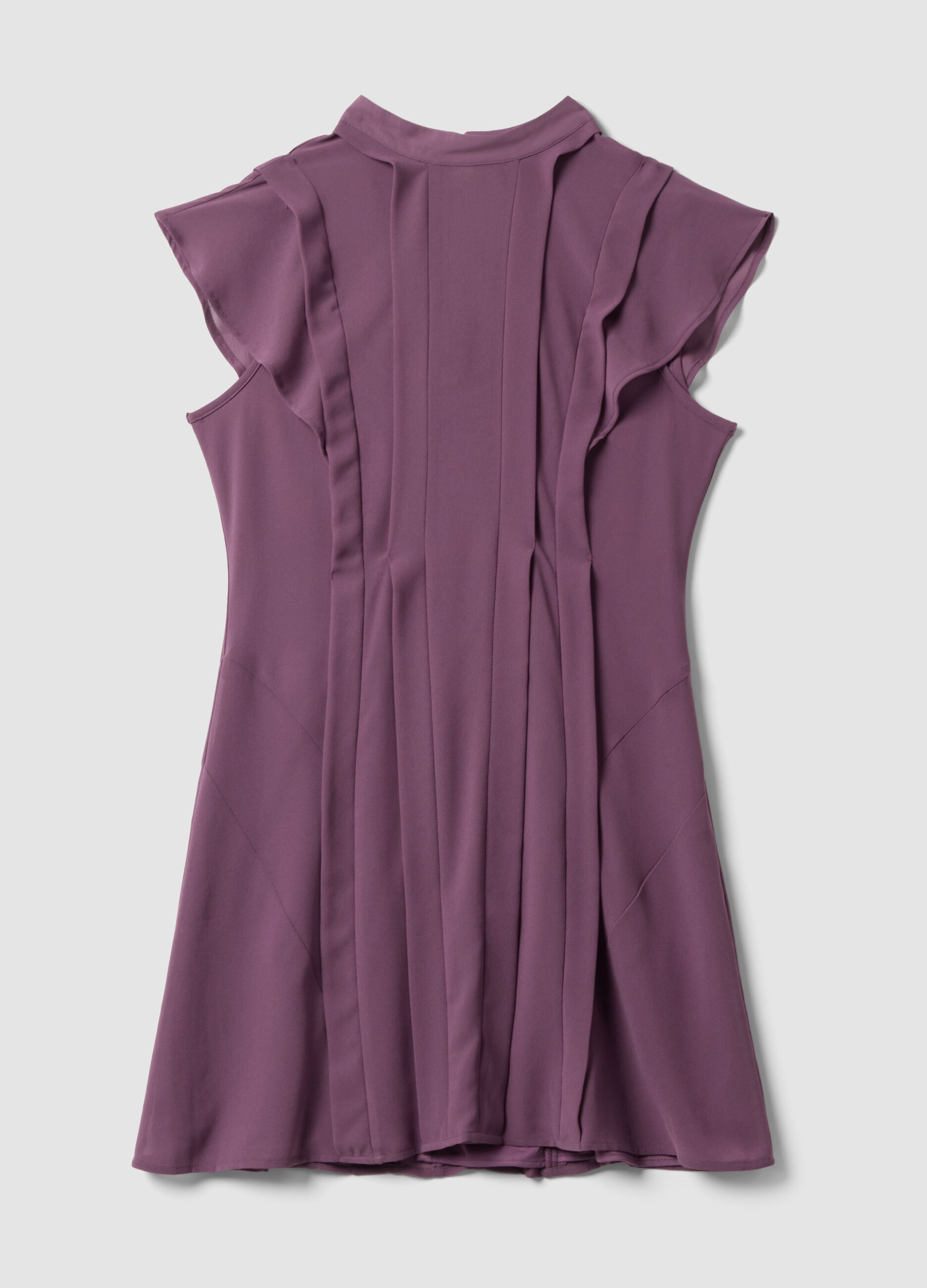 Purple relaxed-fit dress with short ruffle sleeves